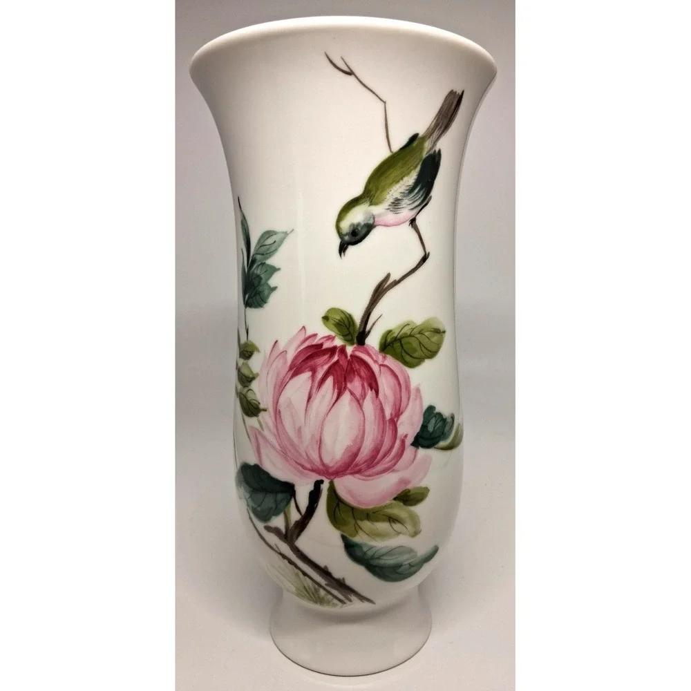 Kaiser Porcelain Vase by A.K.Kaiser CO made in Germany Bird w/Flower